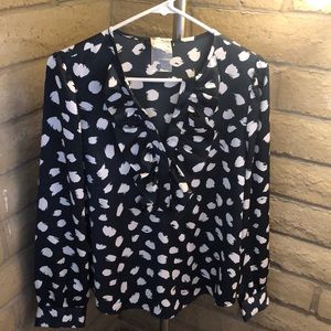 JCrew navy & white blouse. Size M